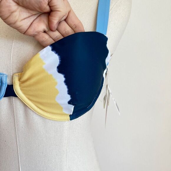 Jessica Simpson Smooth Sailing Blue Underwire Bikini Top Medium - Picture 3 of 13